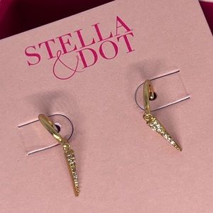Stella & Dot Sparkle & Spike Hoops - Gold - New In Box